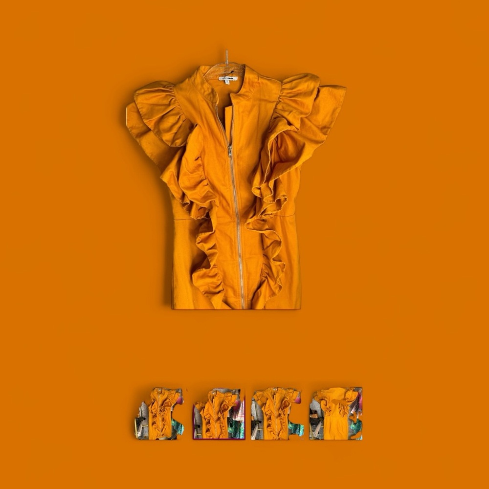 Bold Orange Ruffle Dress with Zipper - Picture 2 of 5